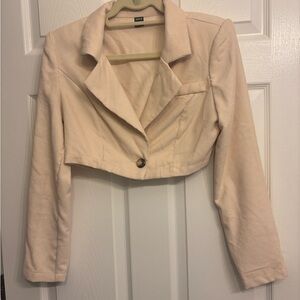 Cream Cropped Blazer Jacket